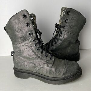 Dr Martens Aimilie Gray Pewter Combat Boots